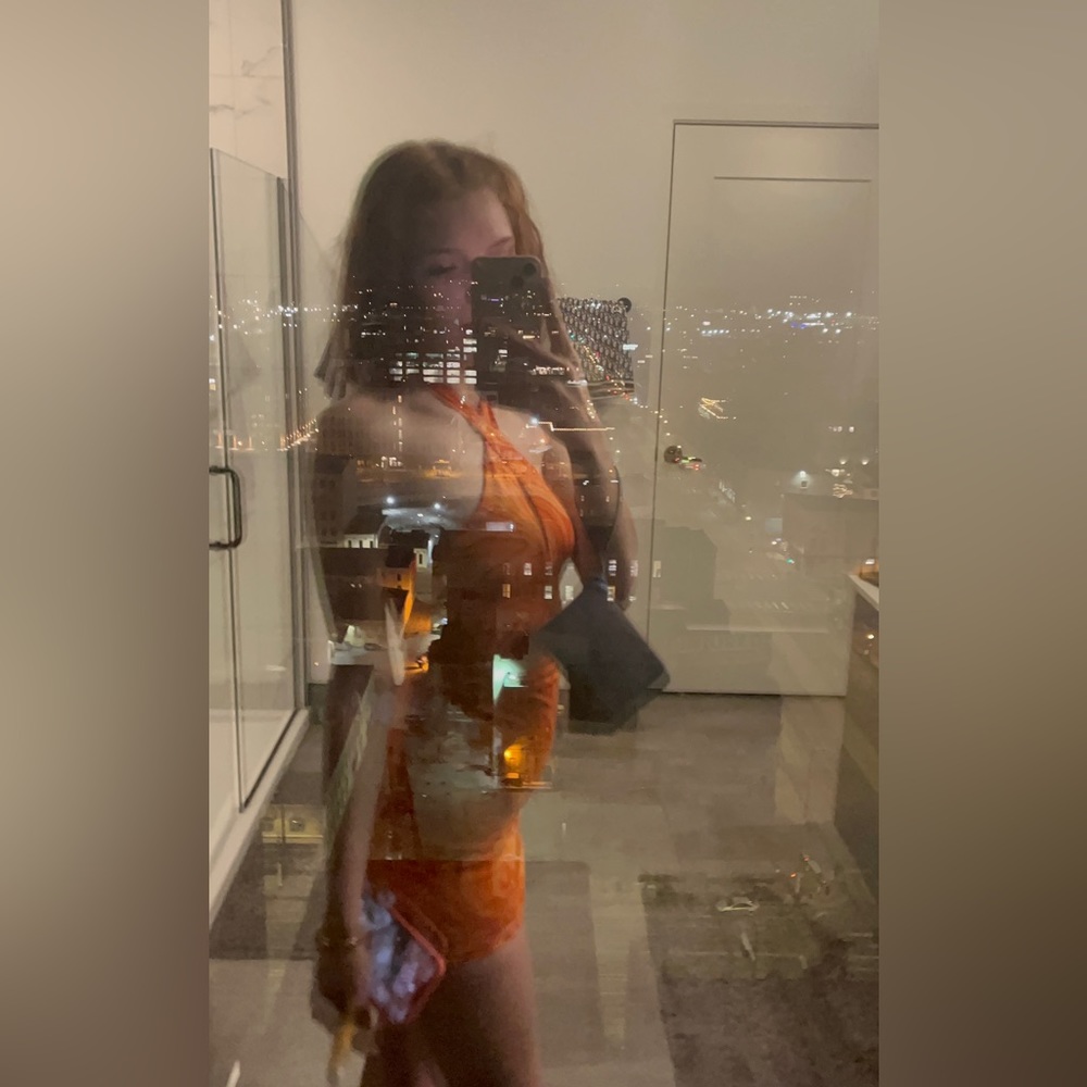 Orange multi color party dress